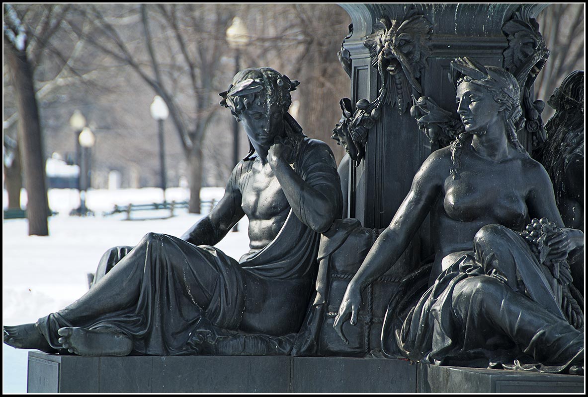 photo "The Brewer Fountain in the winter." tags: fragment, architecture, landscape, 