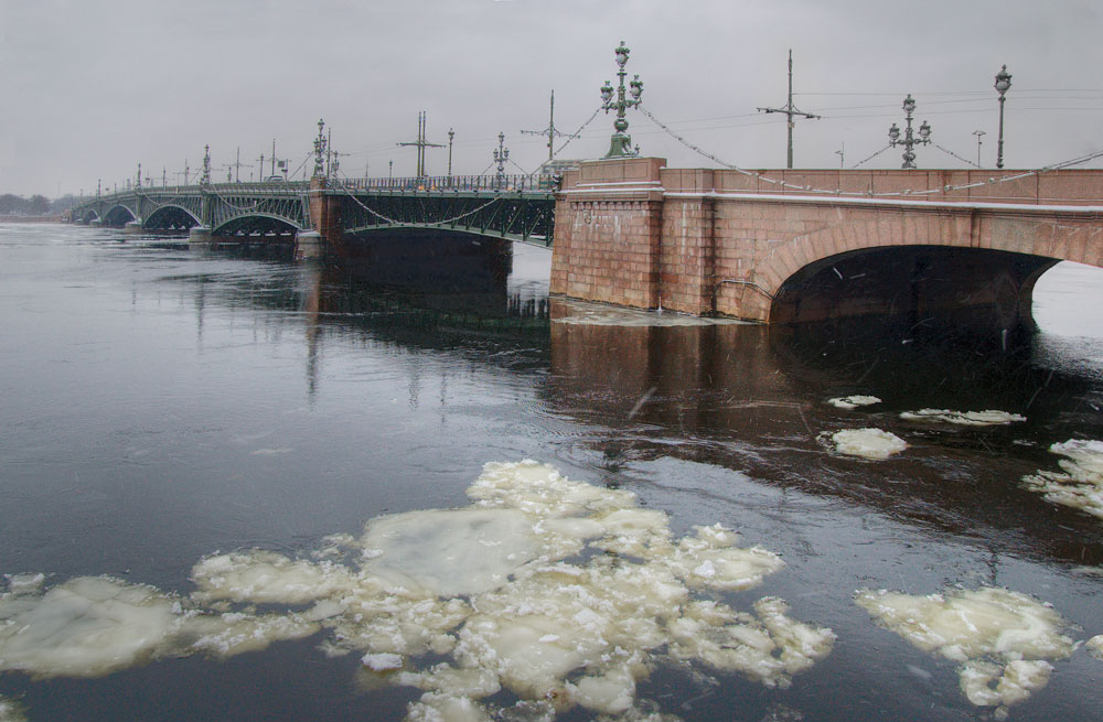 фото "Декабрь. Питер. Нева.Троицкий мост" метки: пейзаж, город, зима