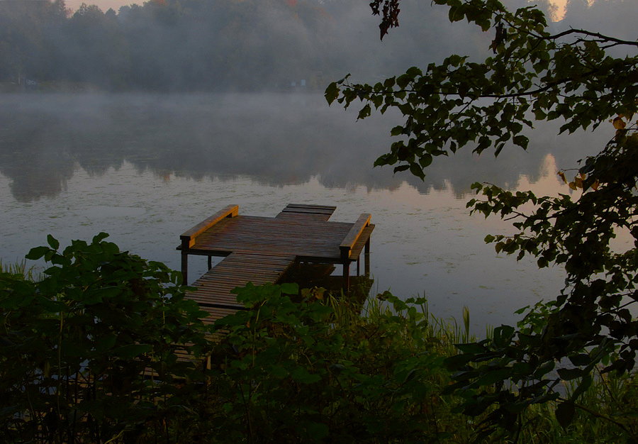 фото "Первый луч на мостке." метки: пейзаж, вода, закат