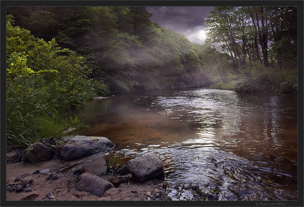 фото "Smoke on the water." метки: пейзаж, вода, лес