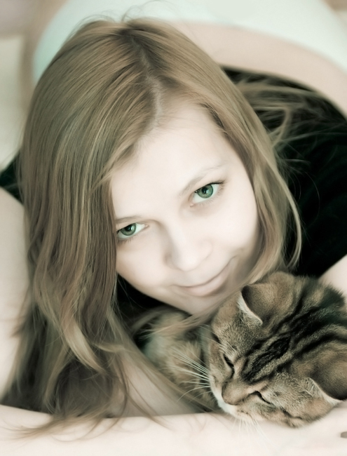 фото "с котом" метки: портрет, природа, домашние животные, женщина