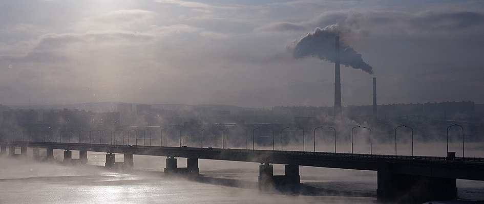 photo "Frosty morning. Kola bay bridge." tags: architecture, landscape, winter