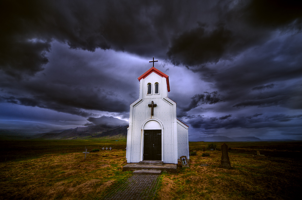 фото "Famely  Church on Iceland" метки: архитектура, пейзаж, закат