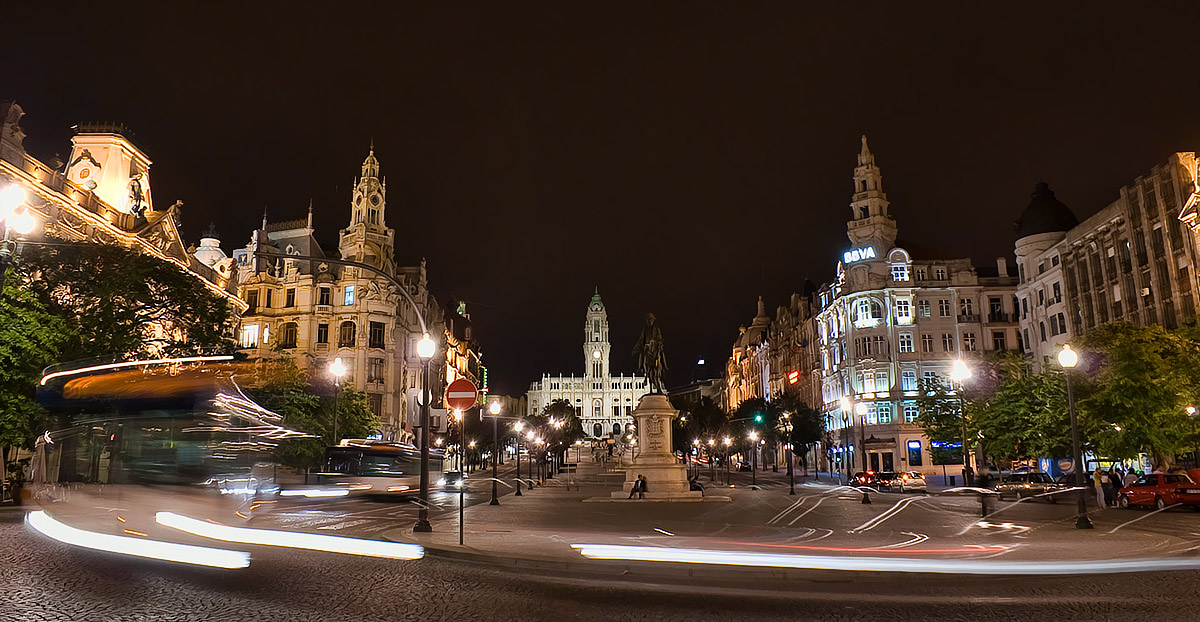 photo "Oporto Av.Aliados" tags: panoramic, landscape, night