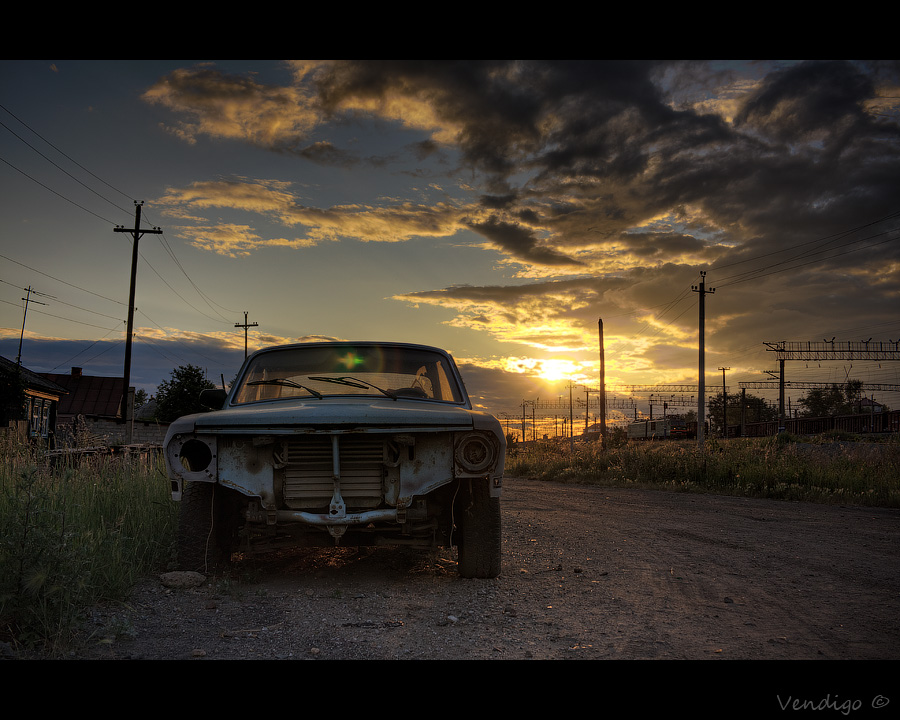 фото "Старая машина" метки: пейзаж, техника, закат