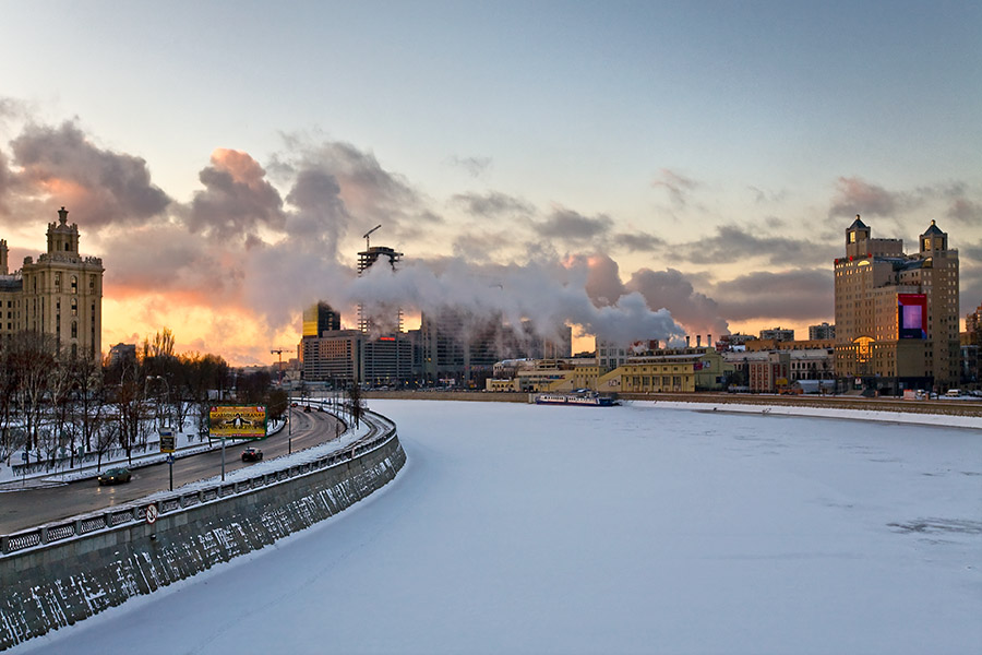 photo "Frosty Sunset" tags: landscape, city, sunset