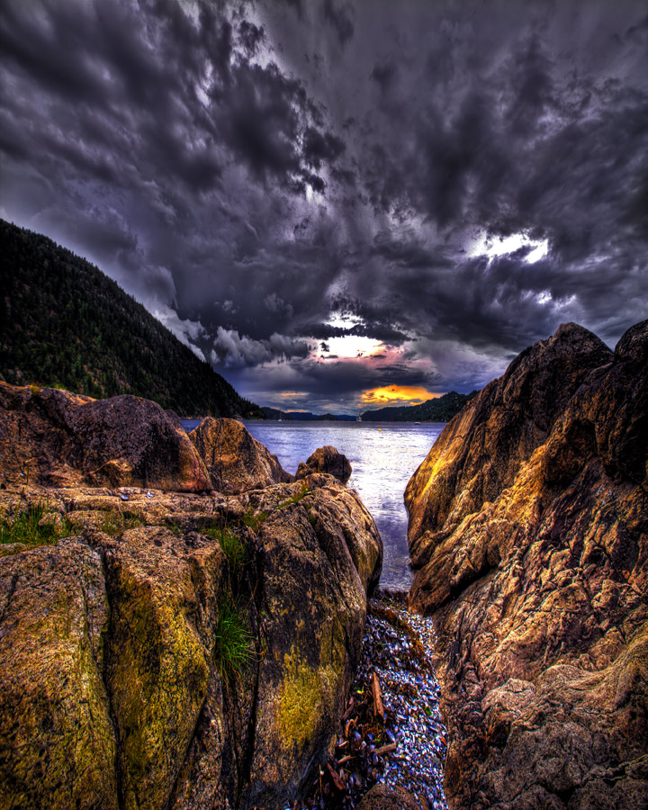 photo "Into the Dark...." tags: landscape, clouds, water