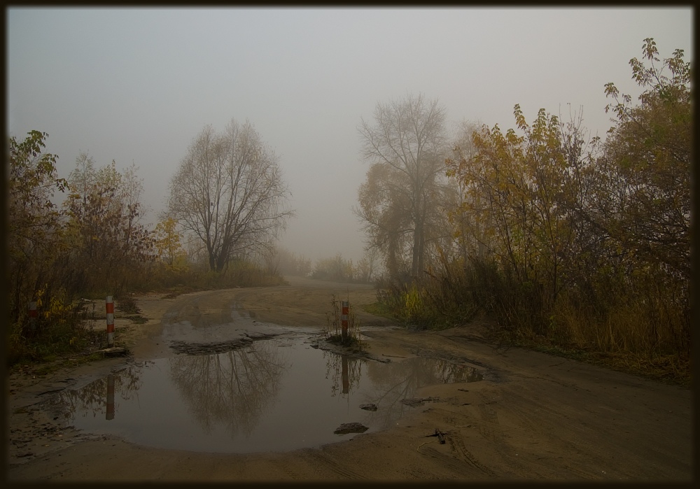 фото "Въезд в туман" метки: пейзаж, лес, осень