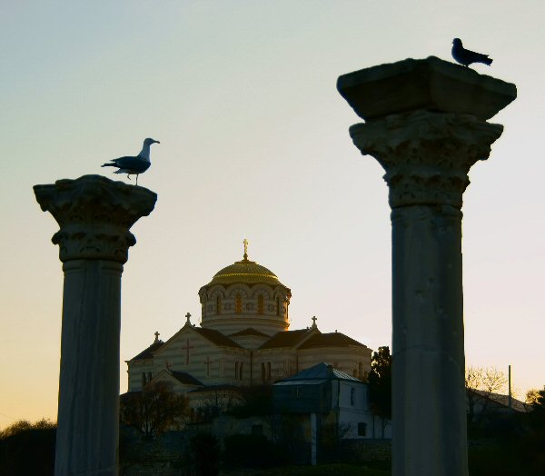 photo "The morning guard" tags: architecture, landscape, sunset