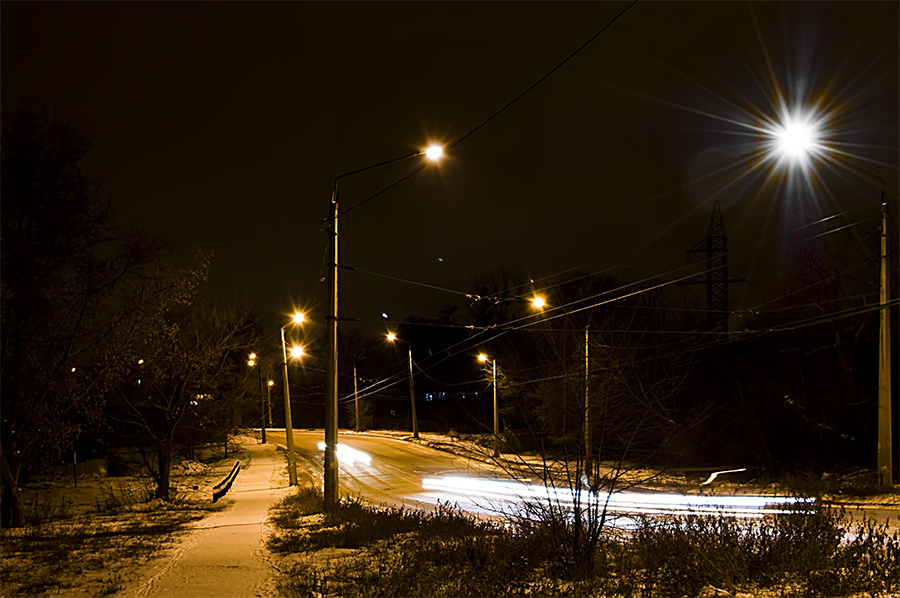 фото "Зимняя дорога" метки: пейзаж, зима, ночь