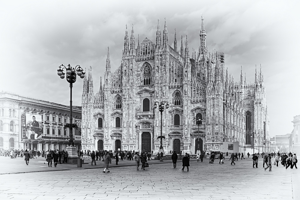 фото "Duomo di Milano" метки: путешествия, черно-белые, Европа