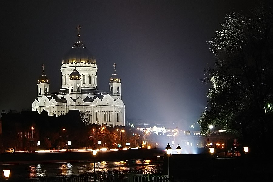 фото "Храм Христа-Спасителя" метки: архитектура, пейзаж, ночь