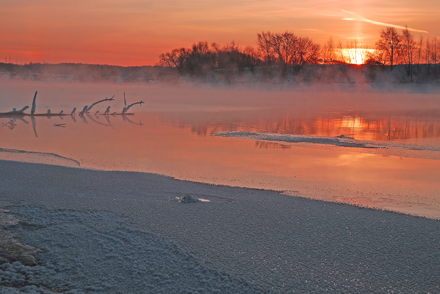 фото "На берегу "горячей" реки." метки: пейзаж, вода, зима