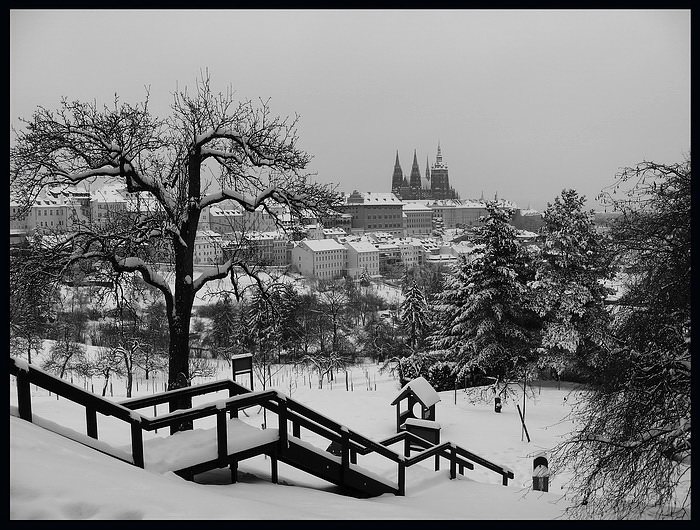 photo "Зимняя Прага-2" tags: architecture, black&white, landscape, 