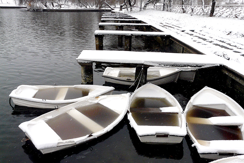 photo "Pier in winter" tags: landscape, black&white, parks, water, winter