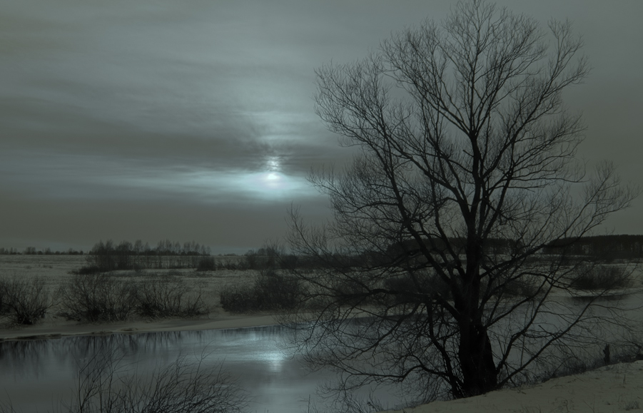 фото "Полуночный свет" метки: пейзаж, вода, зима