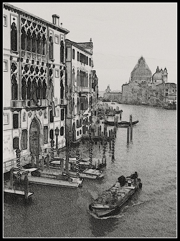 фото "Canal Grande e Santa Maria delle Salute - Venice" метки: digital art, черно-белые, 