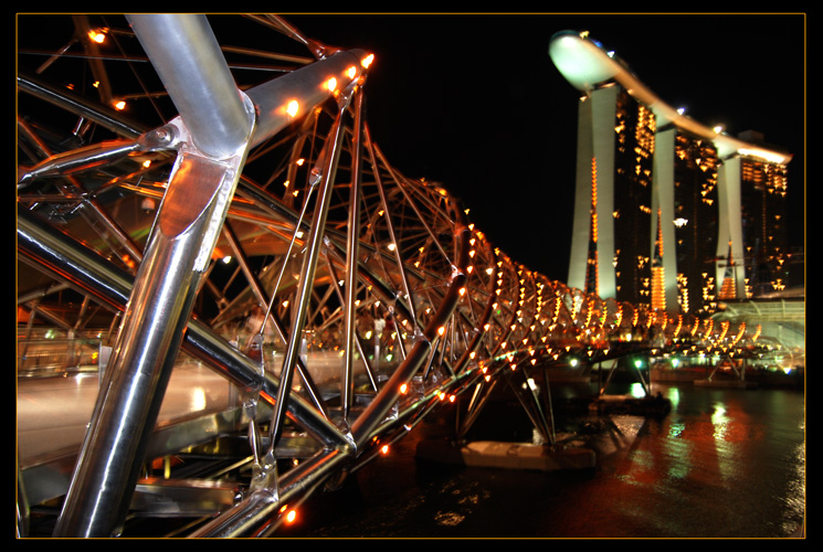 photo "The Helix Bridge-1" tags: landscape, architecture, night