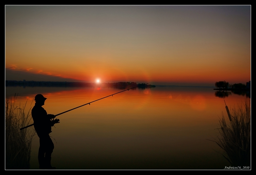 photo "Fisherman..." tags: landscape, sunset, water