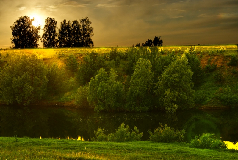 фото "у реки" метки: пейзаж, закат