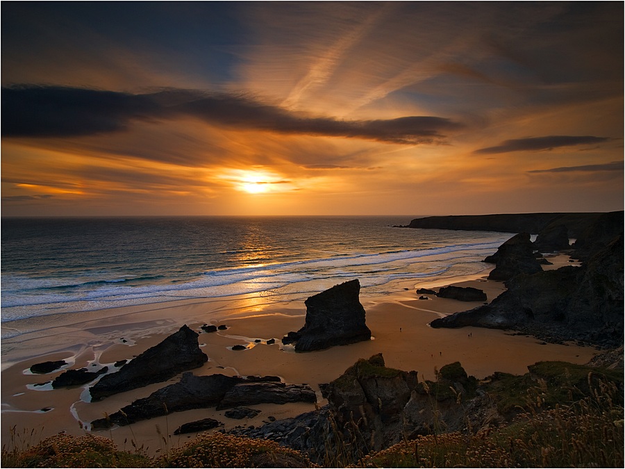 photo "Bedruthan Steps" tags: landscape, sunset, water