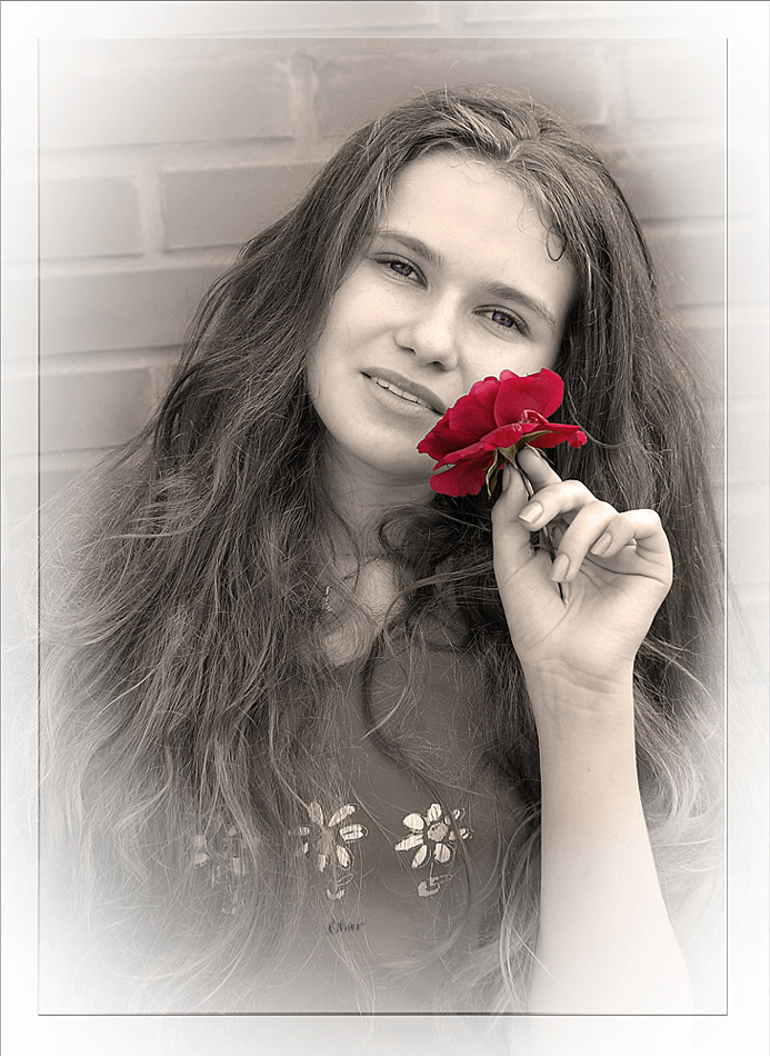 photo "портрет,девушка,роза," tags: portrait, black&white, woman