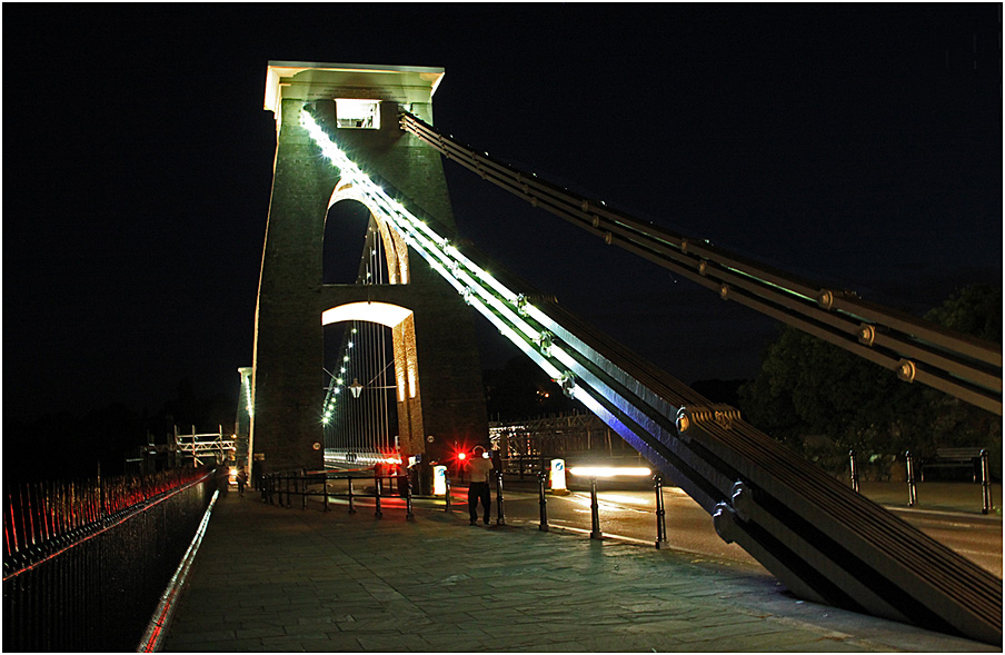 photo "Clifton Suspension Bridge." tags: architecture, landscape, night