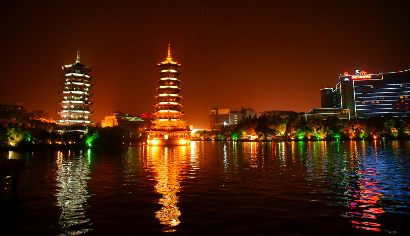 фото "The beatiful night of GUILIN (the two tower) 2010" метки: путешествия, пейзаж, Азия, ночь