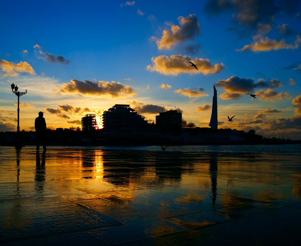 photo "Departing on spending the night" tags: landscape, clouds, sunset