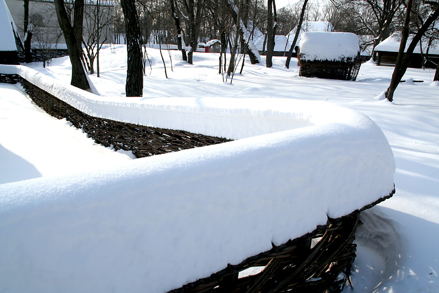 photo "Snowy fence / Снежный забор" tags: landscape, architecture, Bucharest, forest, snow, winter
