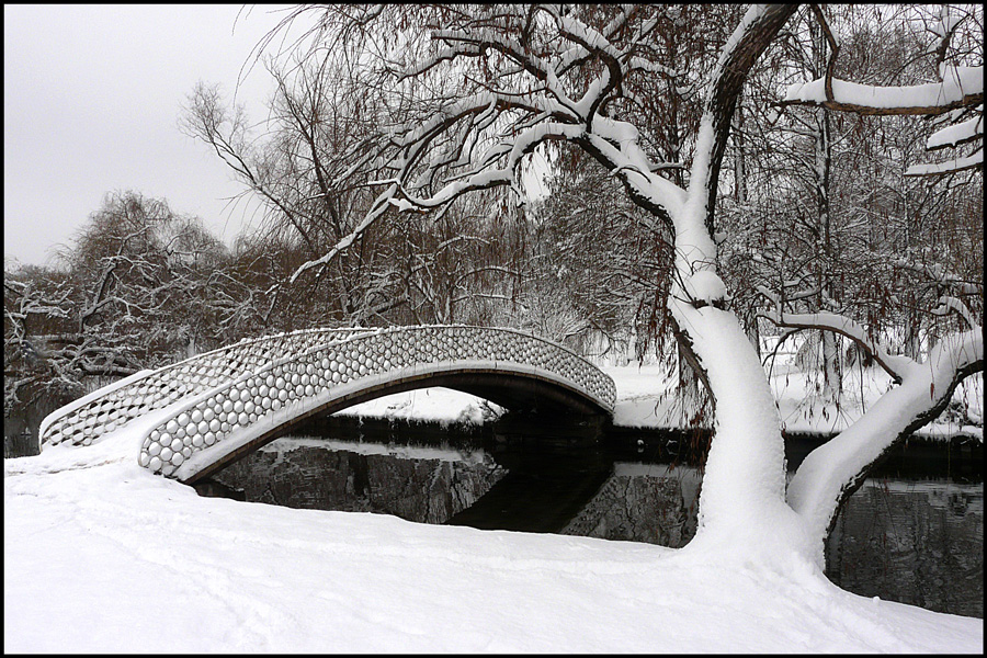 photo "Winter perspective / Winter Outlook" tags: landscape, city, black&white, Bucharest, bridge, parks, snow, trees, winter