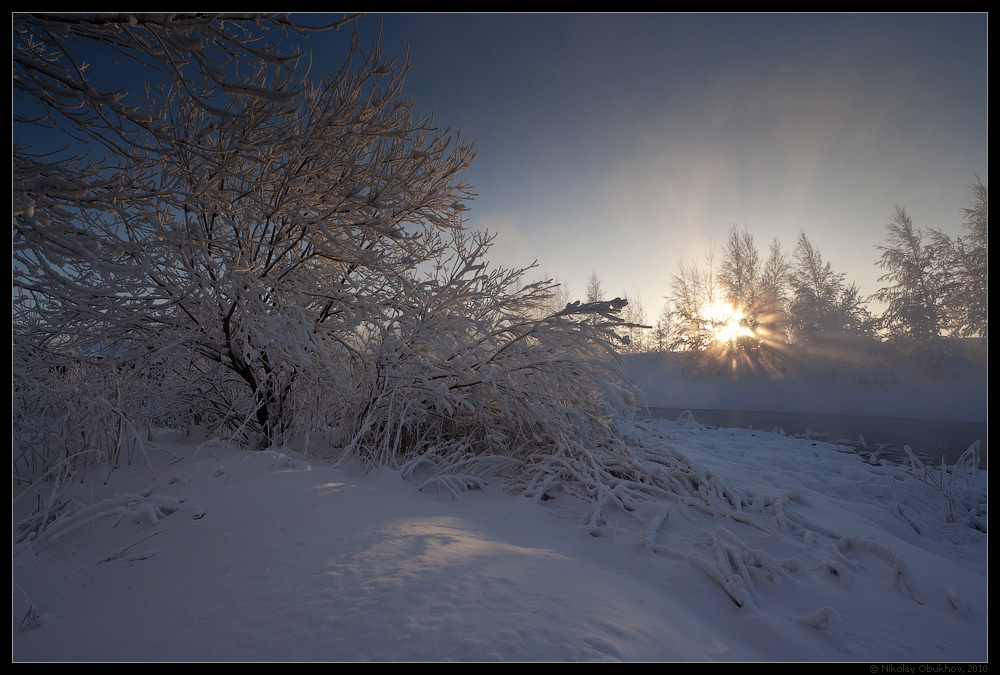 photo "Winter Morning / 0205_0076" tags: landscape, fog, sun, sunrise, winter