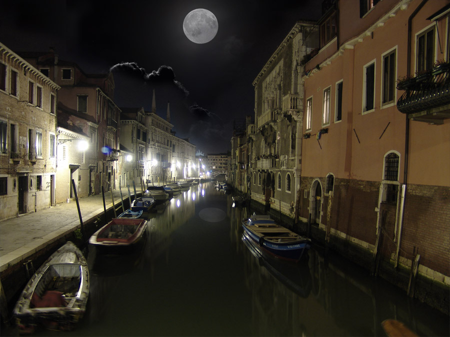 фото "Moon over Veneza canal" метки: путешествия, Европа