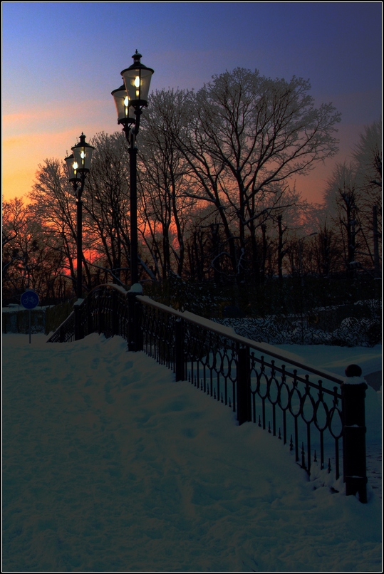 фото "Еще одна вариация на тему фонарей" метки: пейзаж, закат, зима