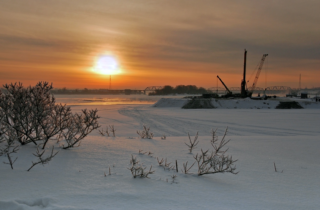 photo "Will be a bridge!" tags: landscape, sunset, winter