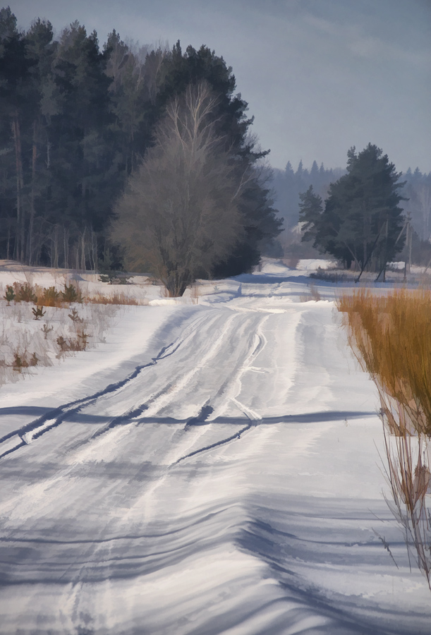 фото "Зимняя дорога" метки: digital art, пейзаж, зима