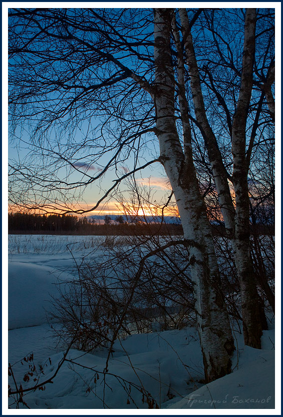 фото "Закат над речушкой" метки: пейзаж, закат, зима