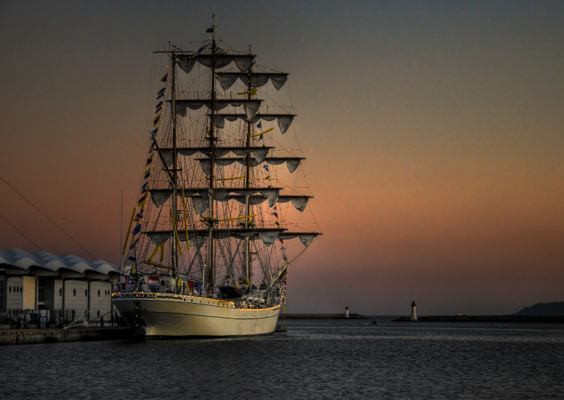photo ""Cuauhtemoc" Mexican Sailing Ship" tags: landscape, travel, Europe, water