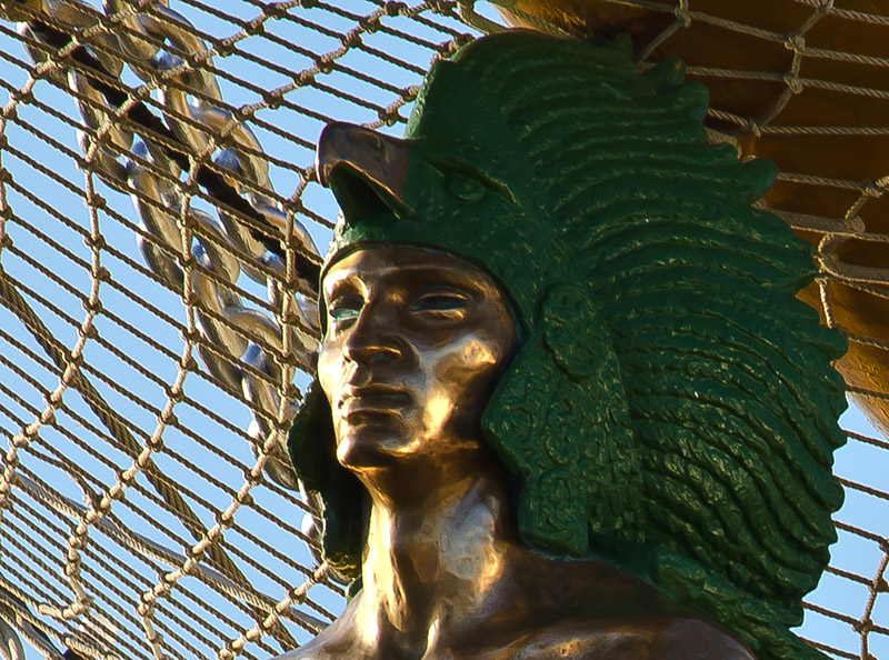 photo ""Cuauhtemoc" Mexican Sailing Ship figurehead  detail" tags: portrait, man