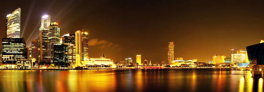 photo "Singapore Marina Panaroma" tags: landscape, travel, Asia, night