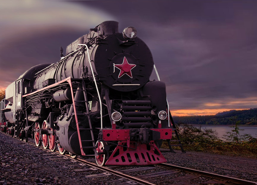 photo "Sunset era of steam locomotives" tags: technics, 