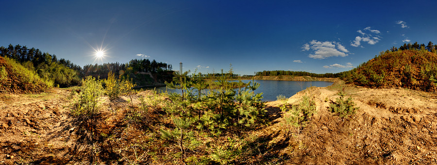 photo "On sandy open-cast mine (spring)" tags: panoramic, landscape, water