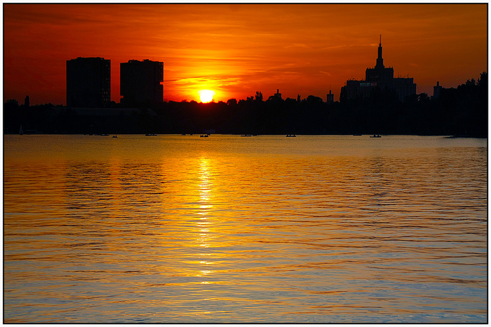 фото "Sunset in july" метки: пейзаж, закат, лето, озеро, парк, солнце, цвет