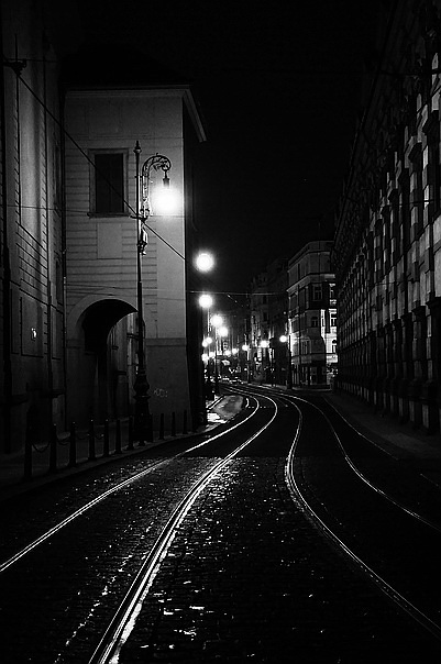 photo "Ночной улица" tags: black&white, 