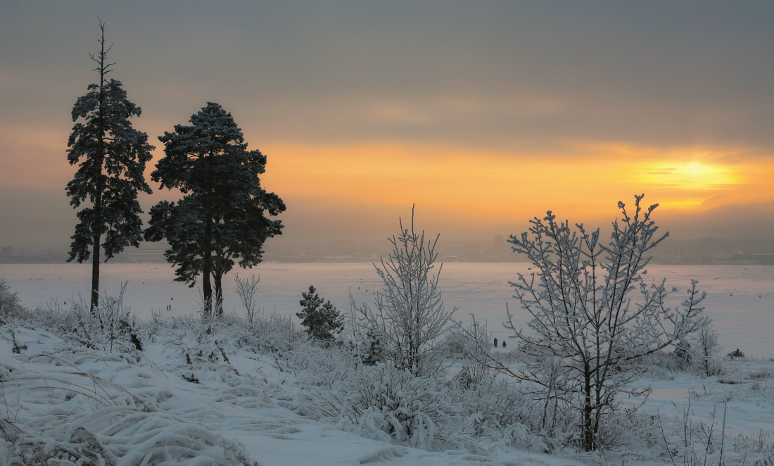 фото "Полоса морозного заката" метки: пейзаж, закат, зима