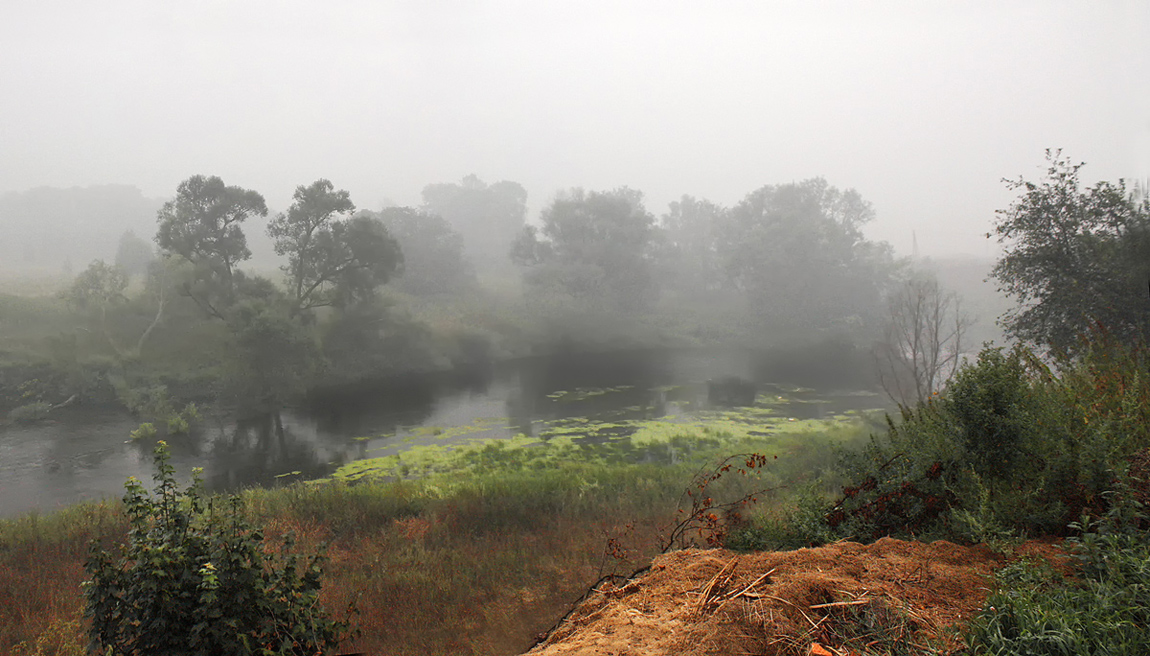 photo "Covered with fog. Panorama." tags: landscape, summer, water