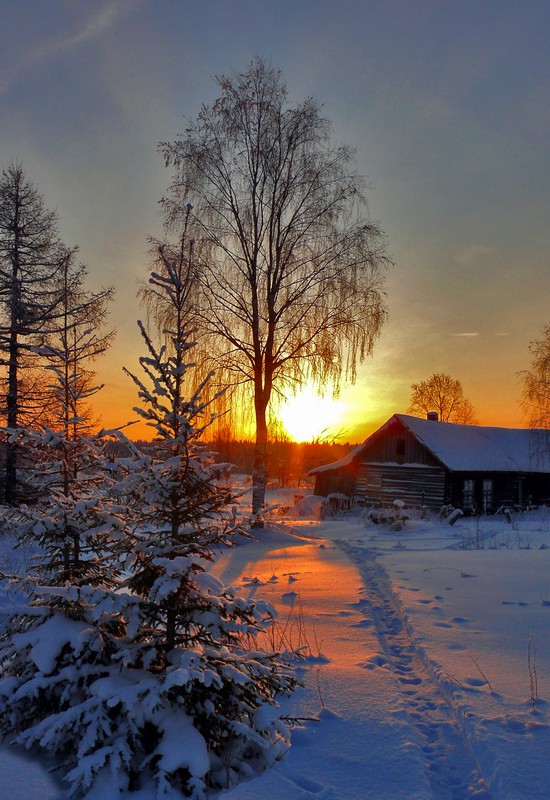 фото "мороз и солнце" метки: пейзаж, закат, зима