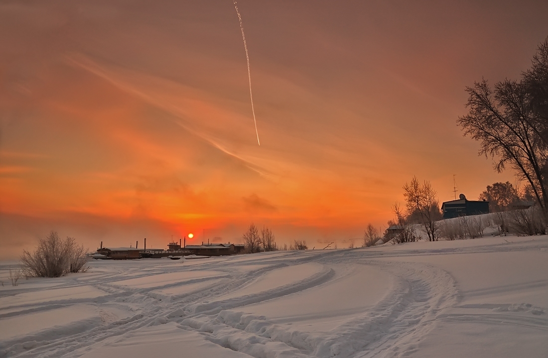 photo "The fall of the Phobos-Grunt)" tags: landscape, sunset, winter