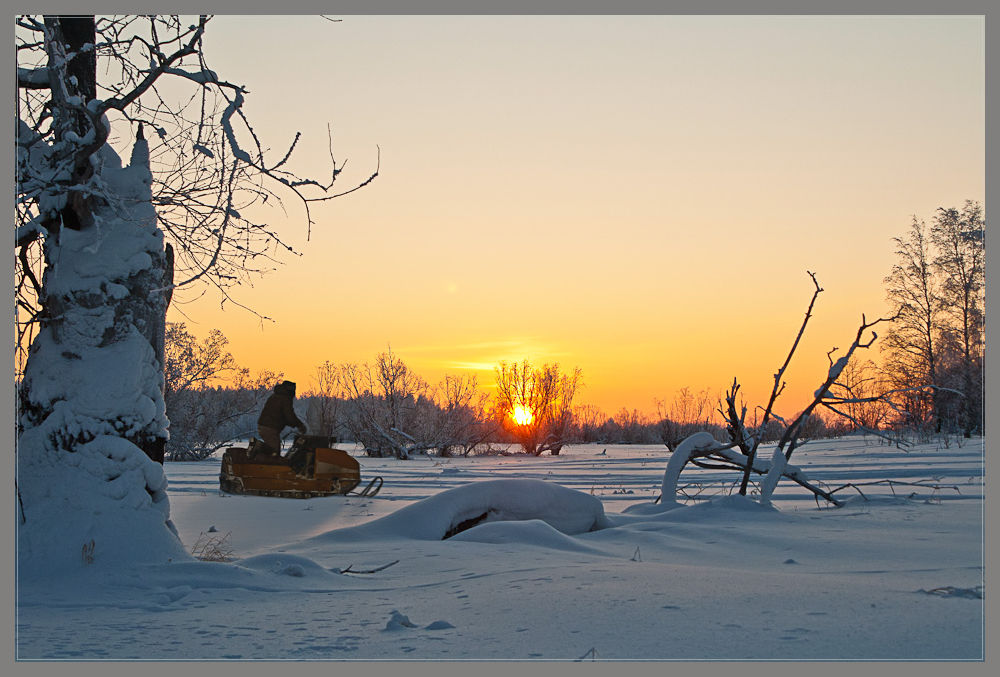 фото "Курс – по солнцу" метки: пейзаж, закат, зима