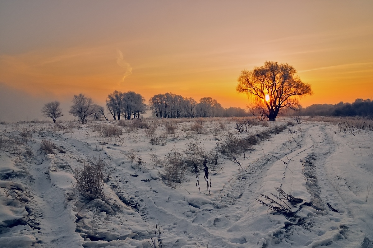 фото "***" метки: пейзаж, закат, зима